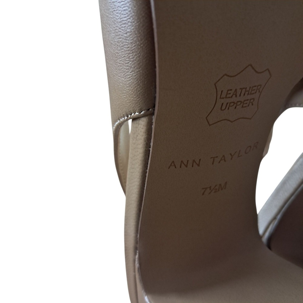 Ann Taylor Slingback Heels Shoes Women's 7.5 Tan Block Heel Classic Leather Work - Picture 11 of 12